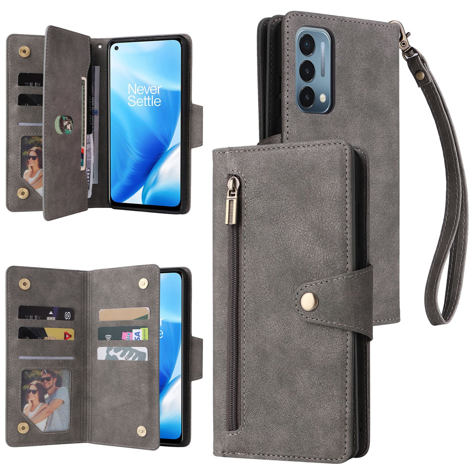 For OnePlus Nord N200 5G Wallet Case Rivet Decor PU Leather Phone Cover with Hand Strap For OnePlus Nord N200 5G Wallet Case Rivet Decor PU Leather Phone Cover with Hand Strap
